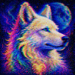 Animated neon wolf artwork
